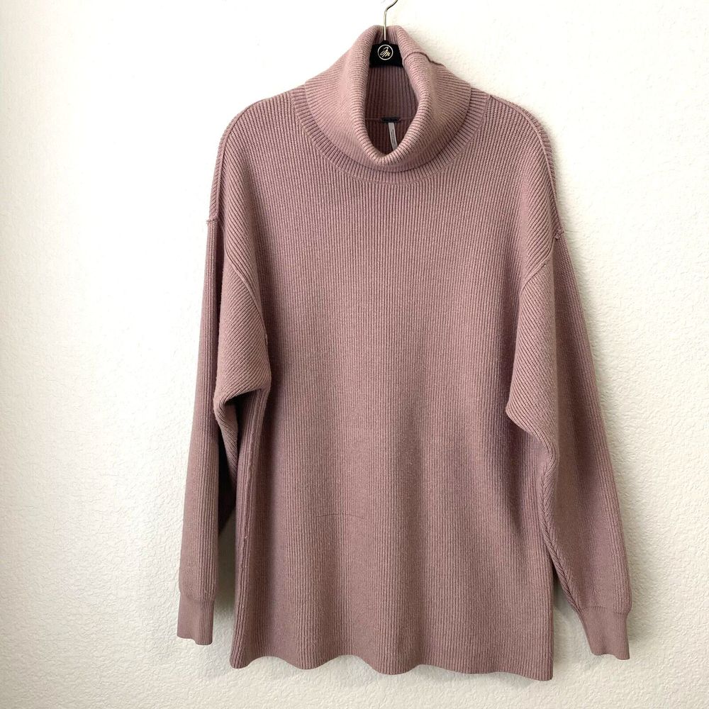 Free People Sweater Womens XS Softly Structured Knit Tunic Dusty Mauve Pullover - Picture 2 of 10